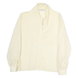 Cream Womens Cotton Blend Scarf Collar Shirt Long Sleeve L Stylish Lightweight