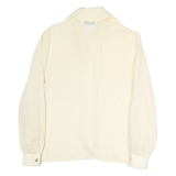 Cream Womens Cotton Blend Scarf Collar Shirt Long Sleeve L Stylish Lightweight