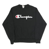 CHAMPION REVERSE WEAVE Mens Black Crew Neck L Cotton Blend Logo Sweatshirt