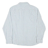 NAUTICA Mens White & Blue Check Shirt XL Cotton Blend Long Sleeve Classic Fit