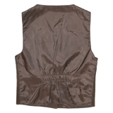 Mens Brown Leather Button Jacket M Suede Plain Classic Waistcoat Style