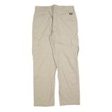 DICKIES Mens Cotton Blend Beige Regular Straight Trousers W32 L30 Durable