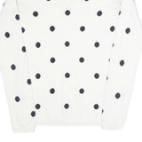 TOMMY HILFIGER Womens White & Navy Polka Dot Patterned Cotton Blend Jumper