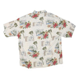 Mens Cream Hawaiian Print Cotton Blend Shirt XL Summer Holiday Style Casual