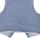 Womens Blue Denim Drawstring Cotton Blend Jacket Vest S Casual Lightweight
