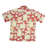 CAMPA MODA Mens Red & Cream Hawaiian Shirt M Tropical Leaf Pineapple Print