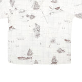 MR HAWAII INC Mens White Shirt L Map Print Cotton Blend Casual Tropical