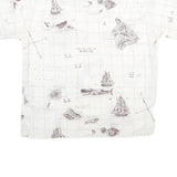 MR HAWAII INC Mens White Shirt L Map Print Cotton Blend Casual Tropical