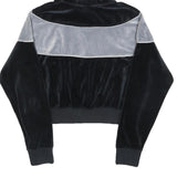 NIKE Womens Black & Grey Velvet Cropped Hoodie M Stylish Casual Sweatshirt