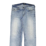 GUESS Mens Blue Regular Fit Straight Denim Light Wash Jeans W36 L33 Classic Zip