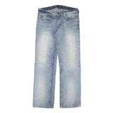 GUESS Mens Blue Regular Fit Straight Denim Light Wash Jeans W36 L33 Classic Zip