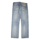 GUESS Mens Blue Regular Fit Straight Denim Light Wash Jeans W36 L33 Classic Zip