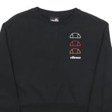 ELLESSE Womens Black Cotton Blend Crew Neck UK 12 Sweatshirt Logo Print