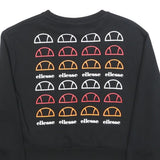 ELLESSE Womens Black Cotton Blend Crew Neck UK 12 Sweatshirt Logo Print