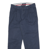 TOMMY HILFIGER Mens Cotton Blend Navy Blue Regular Fit Straight Leg Trousers W30