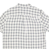 TIMBERLAND Mens White & Navy Checked Linen Shirt XL Lightweight Casual Summer