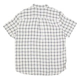 TIMBERLAND Mens White & Navy Checked Linen Shirt XL Lightweight Casual Summer