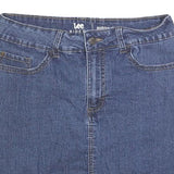 LEE Womens Blue Denim Mini Skirt Cotton Blend Straight Midrise Zip Button M
