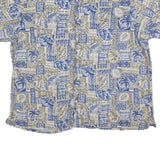 BATIK BAY Mens Blue & Beige Rayon Shirt 2XL Hawaiian Style Tropical Print Summer