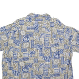 BATIK BAY Mens Blue & Beige Rayon Shirt 2XL Hawaiian Style Tropical Print Summer