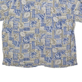 BATIK BAY Mens Blue & Beige Rayon Shirt 2XL Hawaiian Style Tropical Print Summer