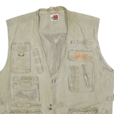 DAM Mens Beige Cotton Blend Zip Jacket 2XL Utility Vest Multi-Pocket