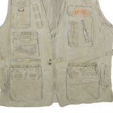 DAM Mens Beige Cotton Blend Zip Jacket 2XL Utility Vest Multi-Pocket