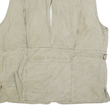 DAM Mens Beige Cotton Blend Zip Jacket 2XL Utility Vest Multi-Pocket