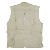 DAM Mens Beige Cotton Blend Zip Jacket 2XL Utility Vest Multi-Pocket