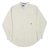 TOMMY HILFIGER Mens Beige Button Down Shirt S Cotton Casual Classic Long Sleeve