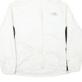 THE NORTH FACE Womens White & Black Outdoor Jacket L Polyester Blend Zip Hooded