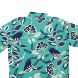 VARAN Mens Blue & Green Floral Cotton Blend Shirt M Summer Casual Short Sleeve