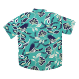 VARAN Mens Blue & Green Floral Cotton Blend Shirt M Summer Casual Short Sleeve