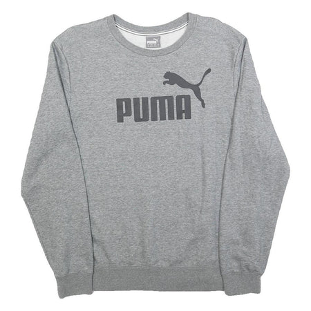 PUMA Mens Grey Crew Neck Pullover Sweatshirt M Cotton Blend Casual