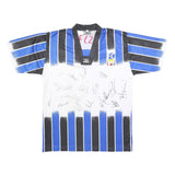 MARKA SPORT Mens Blue & Black Graphic T-Shirt L Short Sleeve V-Neck Zip Sport