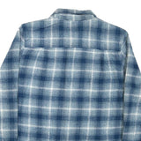 Mens Blue & White Check Cotton Blend Shirt L Casual Long Sleeve Button Pocket