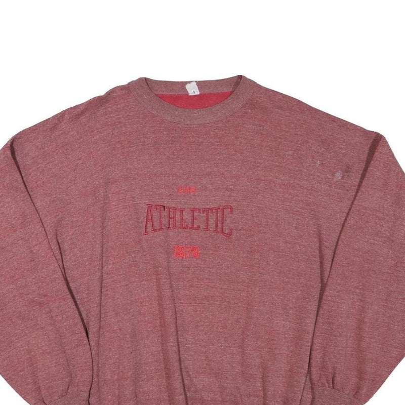 Mens Red Cotton Blend Sweatshirt L Athletic Crew Neck Long Sleeve Casual