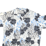 PINEAPPLE CONNECTION Mens White & Blue Floral Rayon Shirt L Lightweight Summer