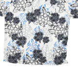 PINEAPPLE CONNECTION Mens White & Blue Floral Rayon Shirt L Lightweight Summer