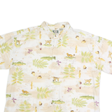 G.P.S Mens Cream & Green Printed Casual Cotton Shirt 2XL Summer Short Sleeve