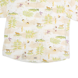 G.P.S Mens Cream & Green Printed Casual Cotton Shirt 2XL Summer Short Sleeve