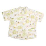 G.P.S Mens Cream & Green Printed Casual Cotton Shirt 2XL Summer Short Sleeve
