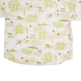 G.P.S Mens Cream & Green Printed Casual Cotton Shirt 2XL Summer Short Sleeve