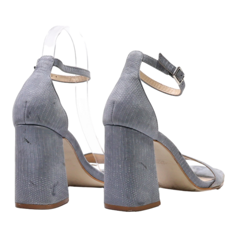 STEVE MADDEN Block Heels Blue Leather Womens UK 5.5