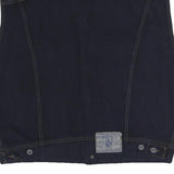 COSTELLO Mens Black Cotton Blend Denim Jacket L Button Sleeveless Classic Vest