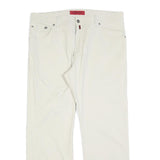PIERRE CARDIN Mens Cotton Blend White Regular Straight Trousers W38 L30 Classic