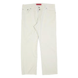 PIERRE CARDIN Mens Cotton Blend White Regular Straight Trousers W38 L30 Classic