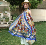 Anyyou 100% Mulberry Silk Ocean Blue Scarf Women Luxury Long Shawl – Beach Wear, Swimwear Cover Up, Pashmina Foulard Fashion Accessory