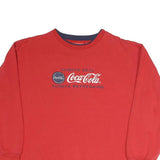 COCA COLA Womens Red Crew Neck L Sweatshirt Cotton Blend Pullover Logo Print