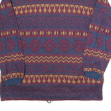 SEPERATE SCENE Mens Blue & Red Patterned Jumper Collared Crew Neck Basic Knit M
